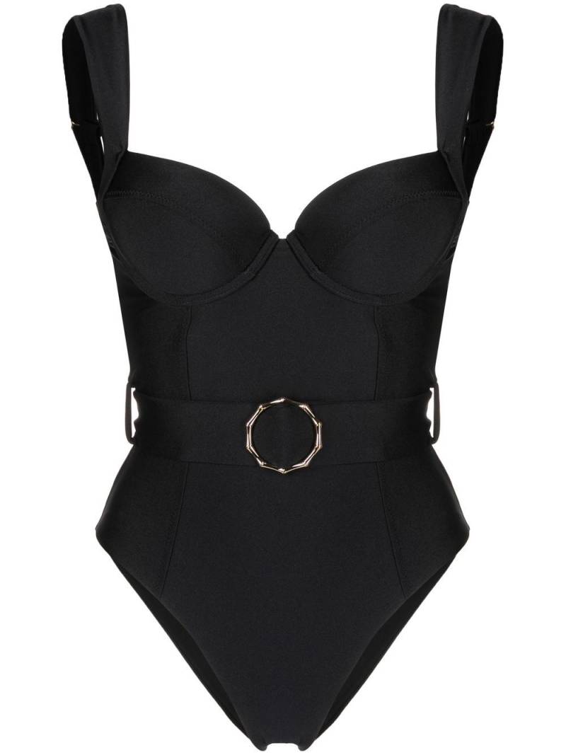 Noire Swimwear belted bustier-style swimsuit - Black von Noire Swimwear