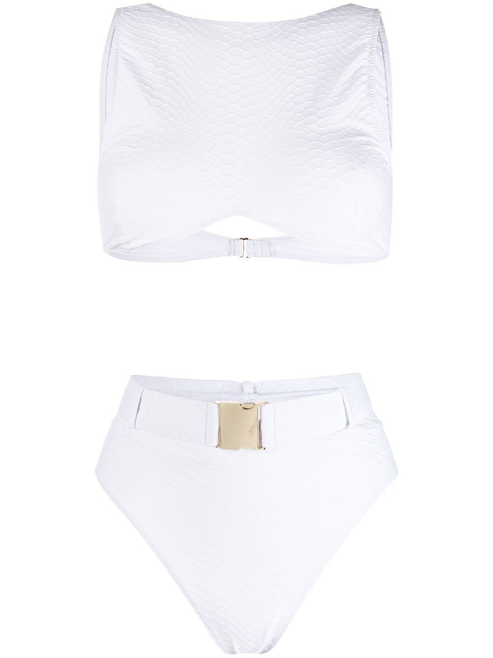 Noire Swimwear belted high-rise bikini - White von Noire Swimwear
