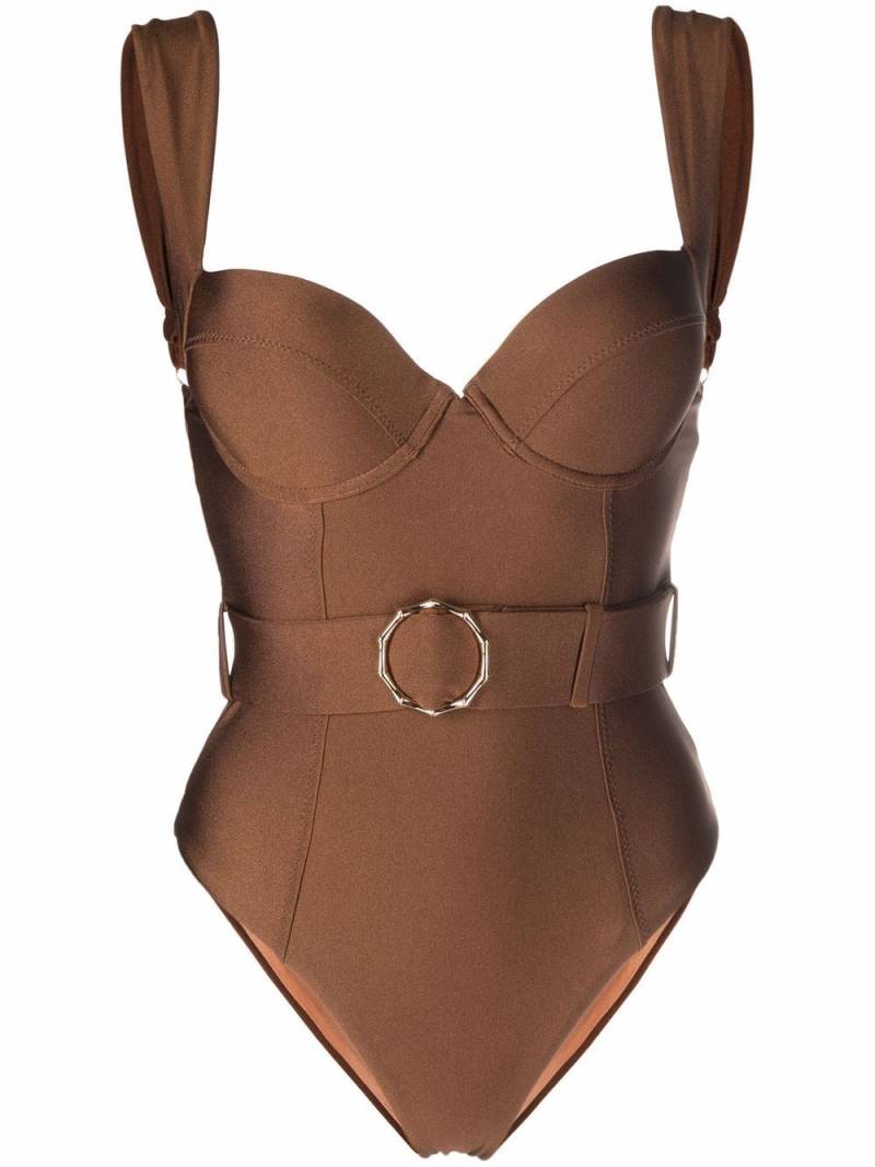 Noire Swimwear belted one piece swimsuit - Brown von Noire Swimwear
