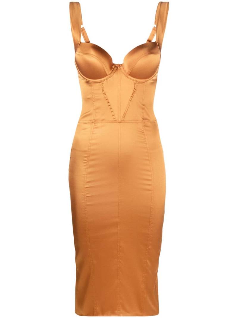 Noire Swimwear corseted silk-blend short dress - Orange von Noire Swimwear