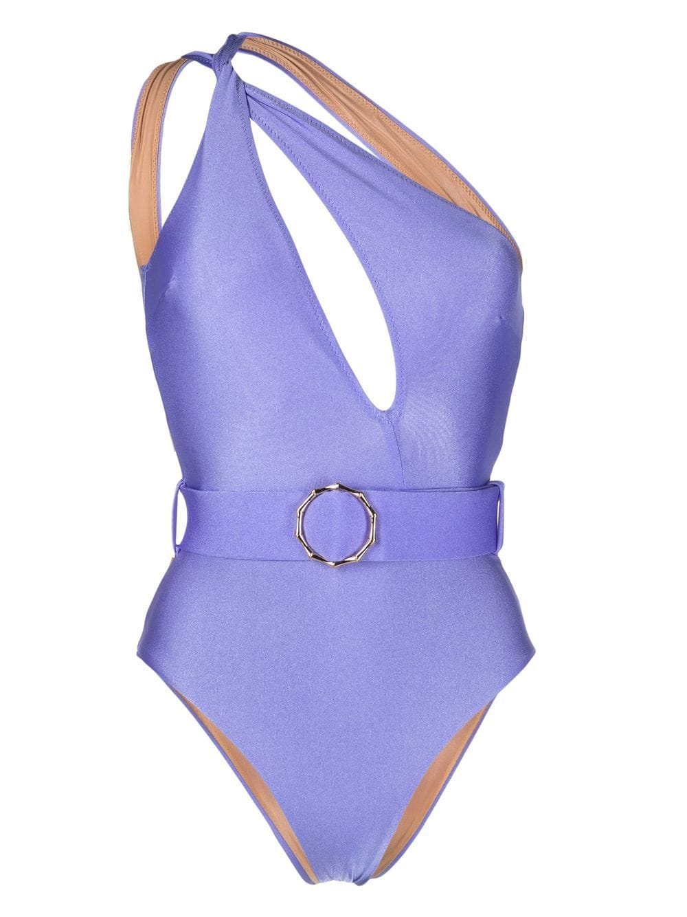 Noire Swimwear cut-out belted-waist swimsuit - Purple von Noire Swimwear