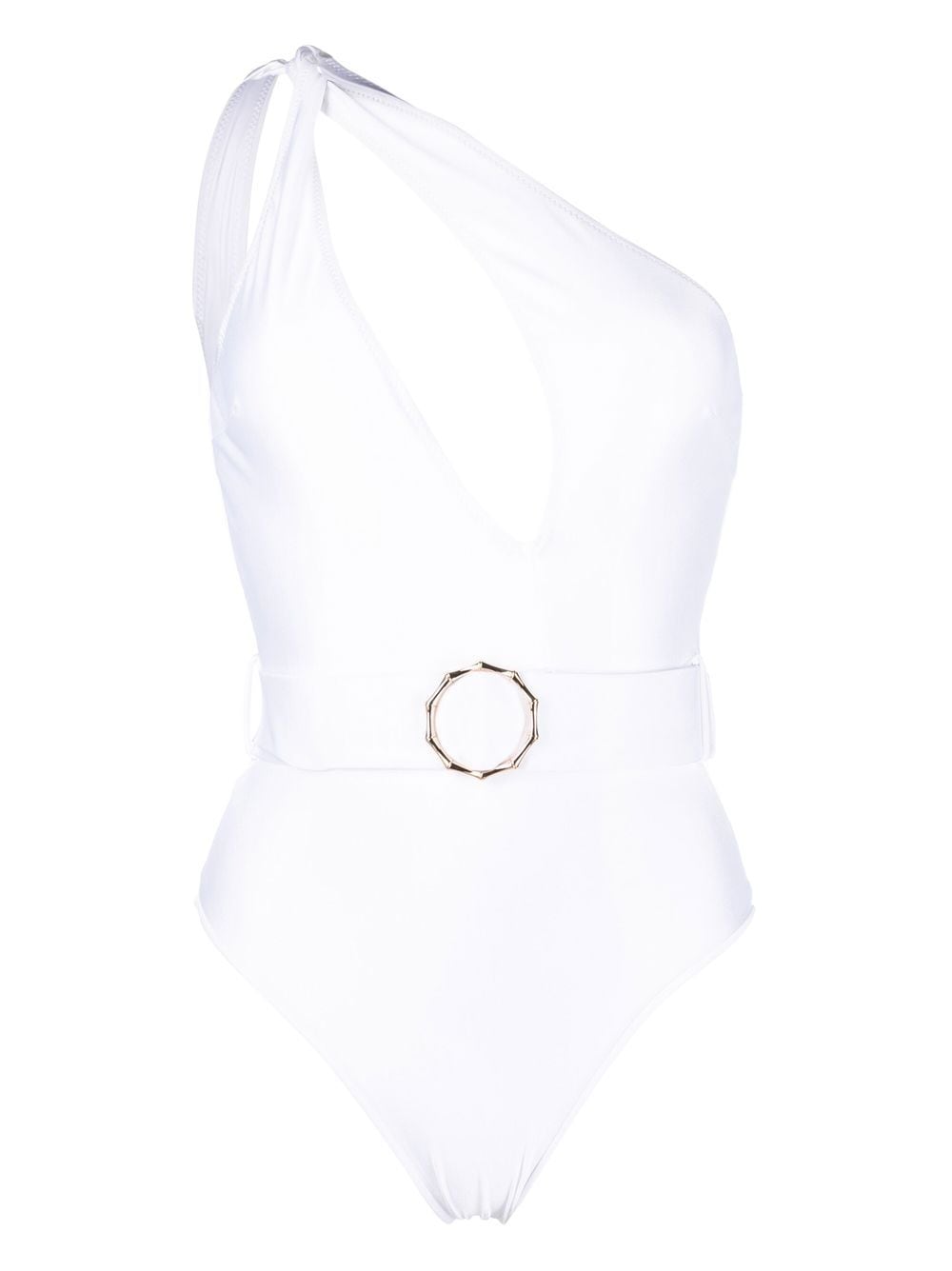 Noire Swimwear cut-out belted-waist swimsuit - White von Noire Swimwear