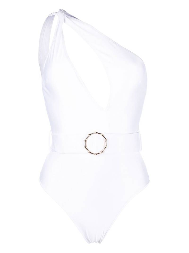 Noire Swimwear cut-out belted-waist swimsuit - White von Noire Swimwear