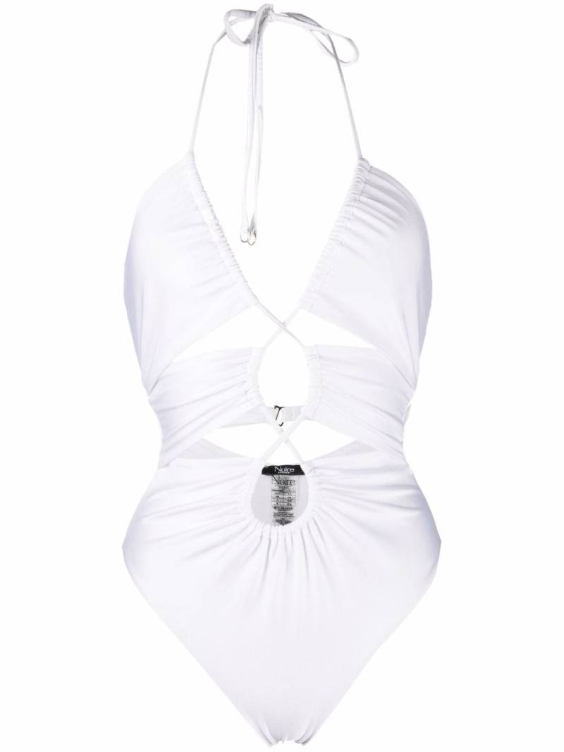 Noire Swimwear cut-out halterneck swimsuit - White von Noire Swimwear