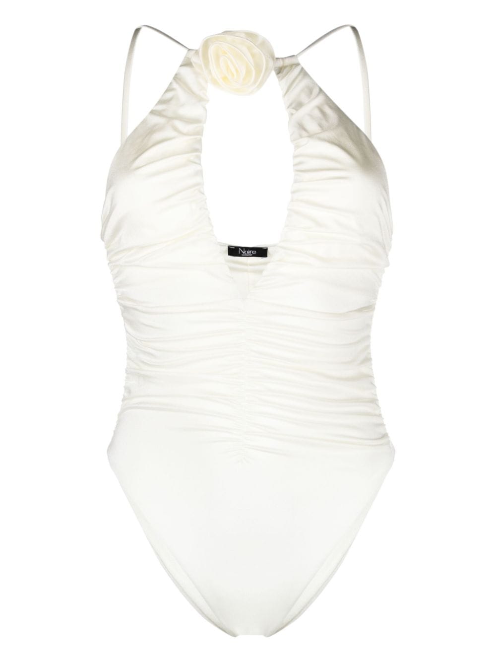Noire Swimwear floral-appliqué ruched swimsuit - White von Noire Swimwear