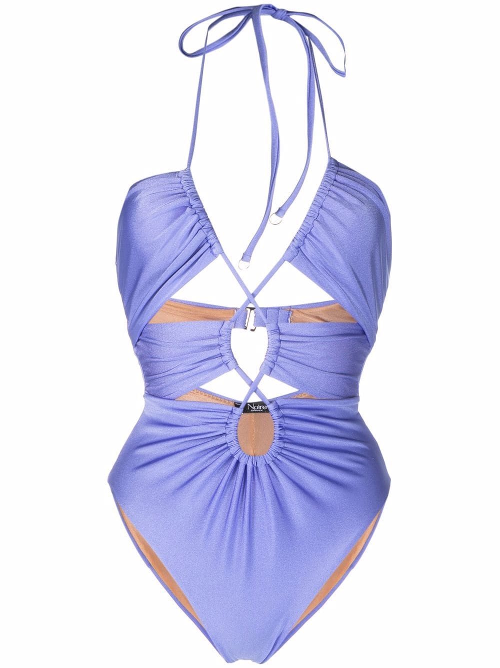 Noire Swimwear gathered cut-out swimsuit - Purple von Noire Swimwear