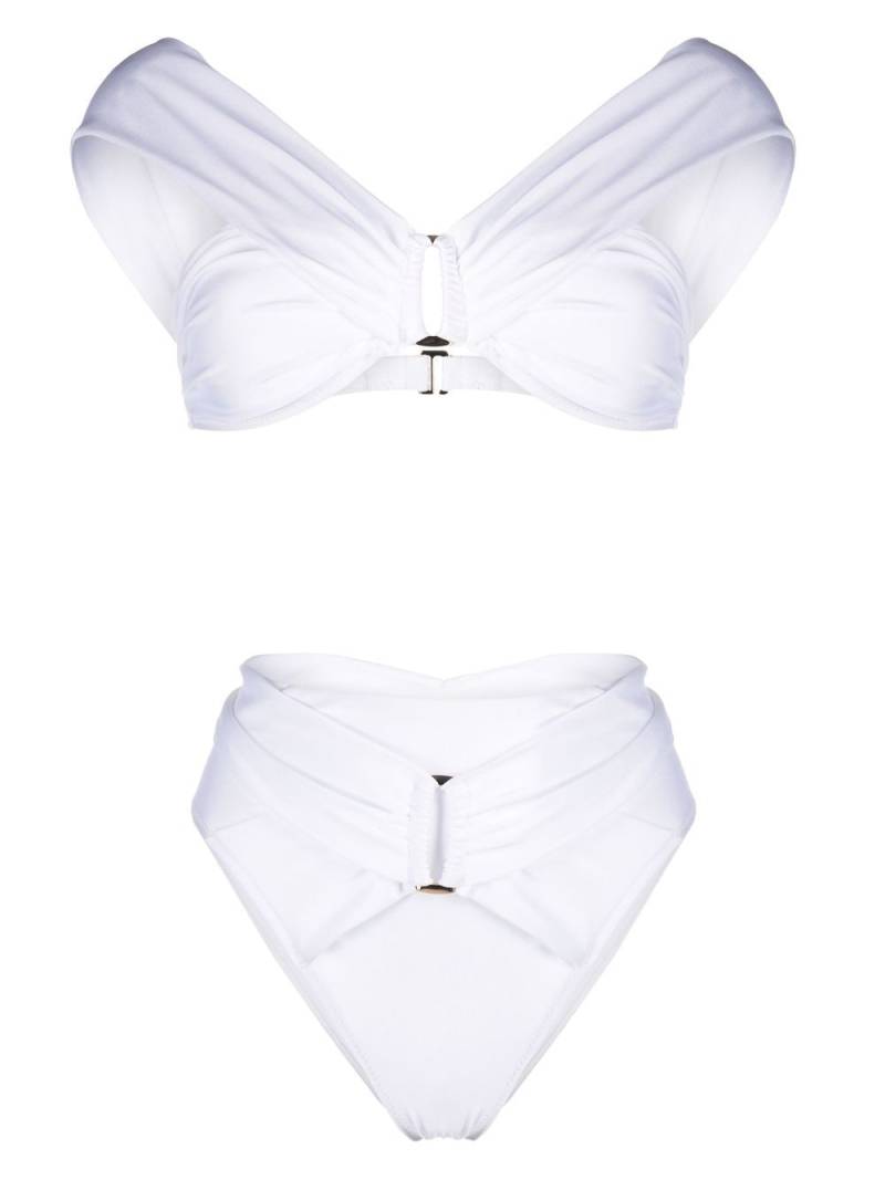 Noire Swimwear gathered-detail high-waisted bikini - White von Noire Swimwear