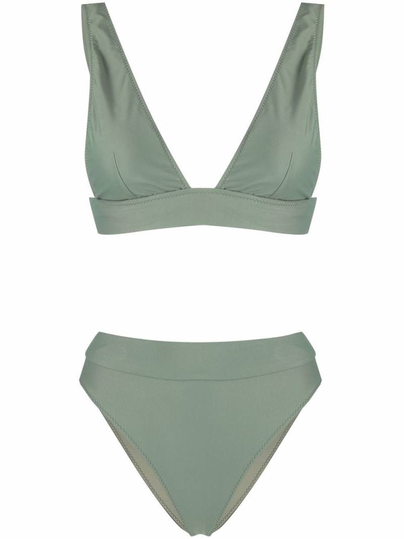 Noire Swimwear high-waisted V-neck bikini set - Green von Noire Swimwear