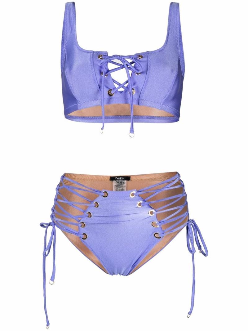 Noire Swimwear lace-up two-piece bikini - Purple von Noire Swimwear