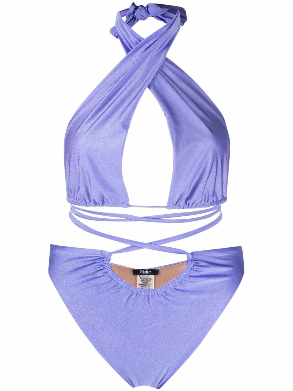 Noire Swimwear lattice-strap halterneck swimsuit - Blue von Noire Swimwear