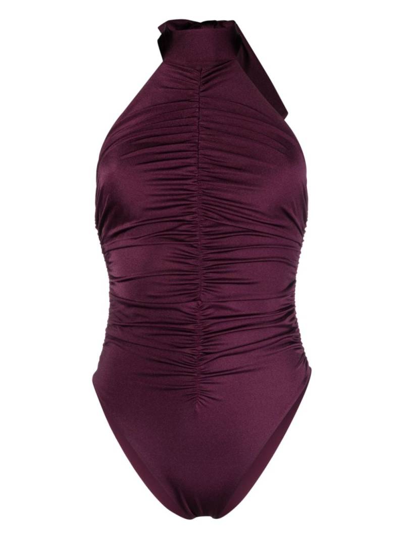 Noire Swimwear ruched halterneck swimsuit - Purple von Noire Swimwear