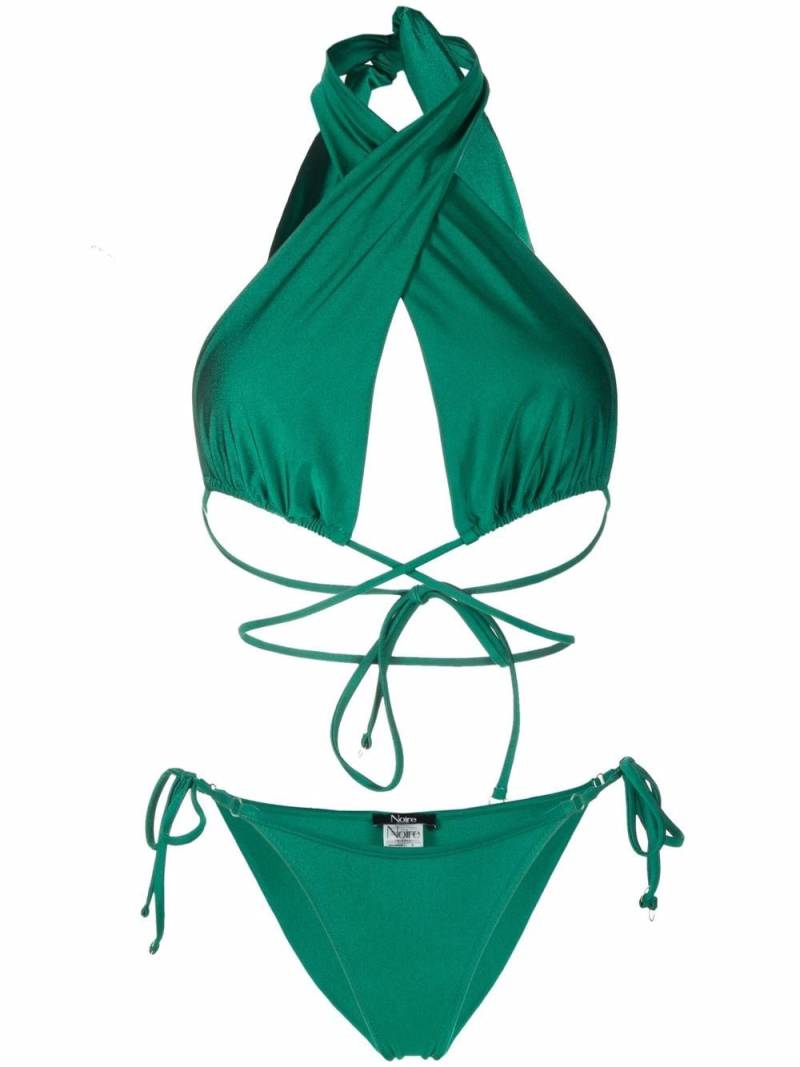 Noire Swimwear satin-finish triangle-cup bikini set - Green von Noire Swimwear