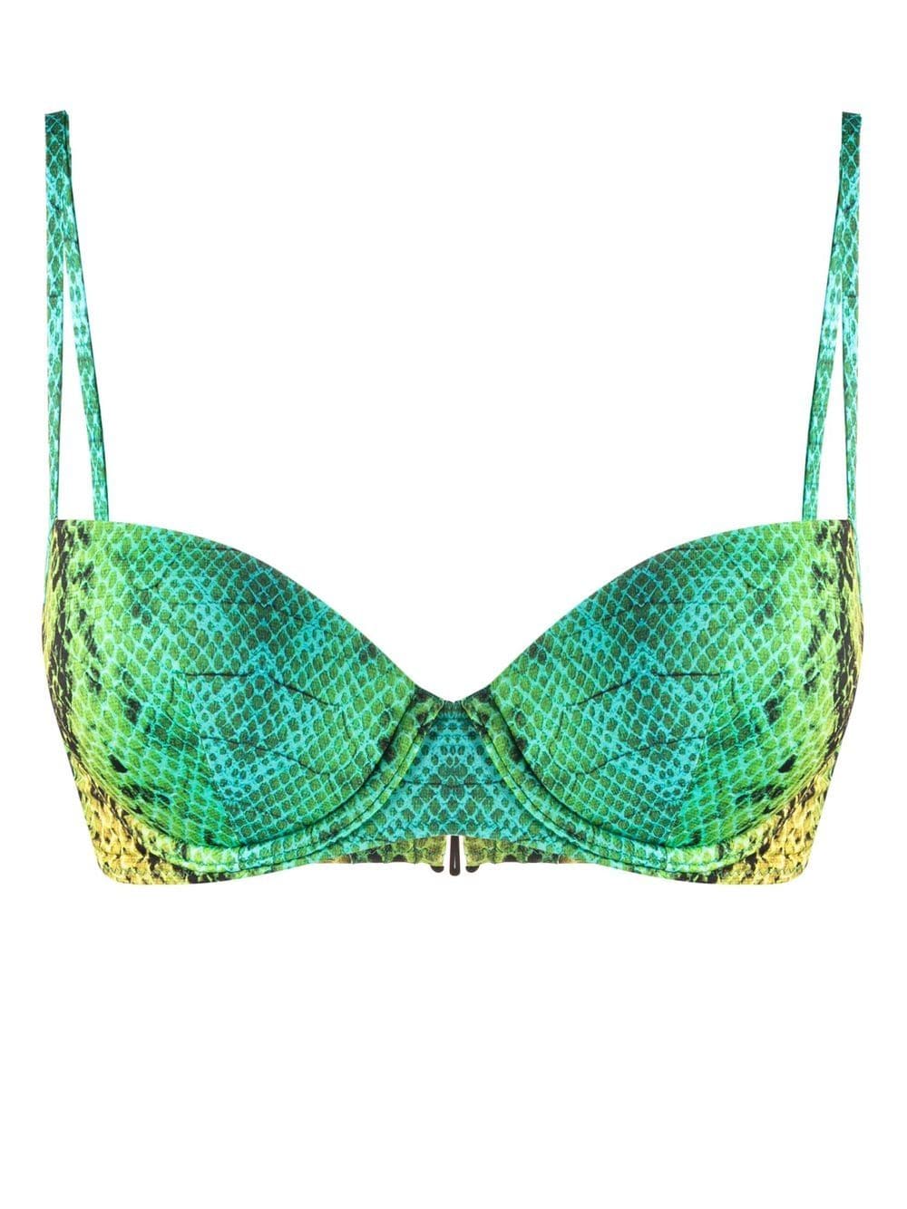 Noire Swimwear snakeskin-print bikini top - Green von Noire Swimwear