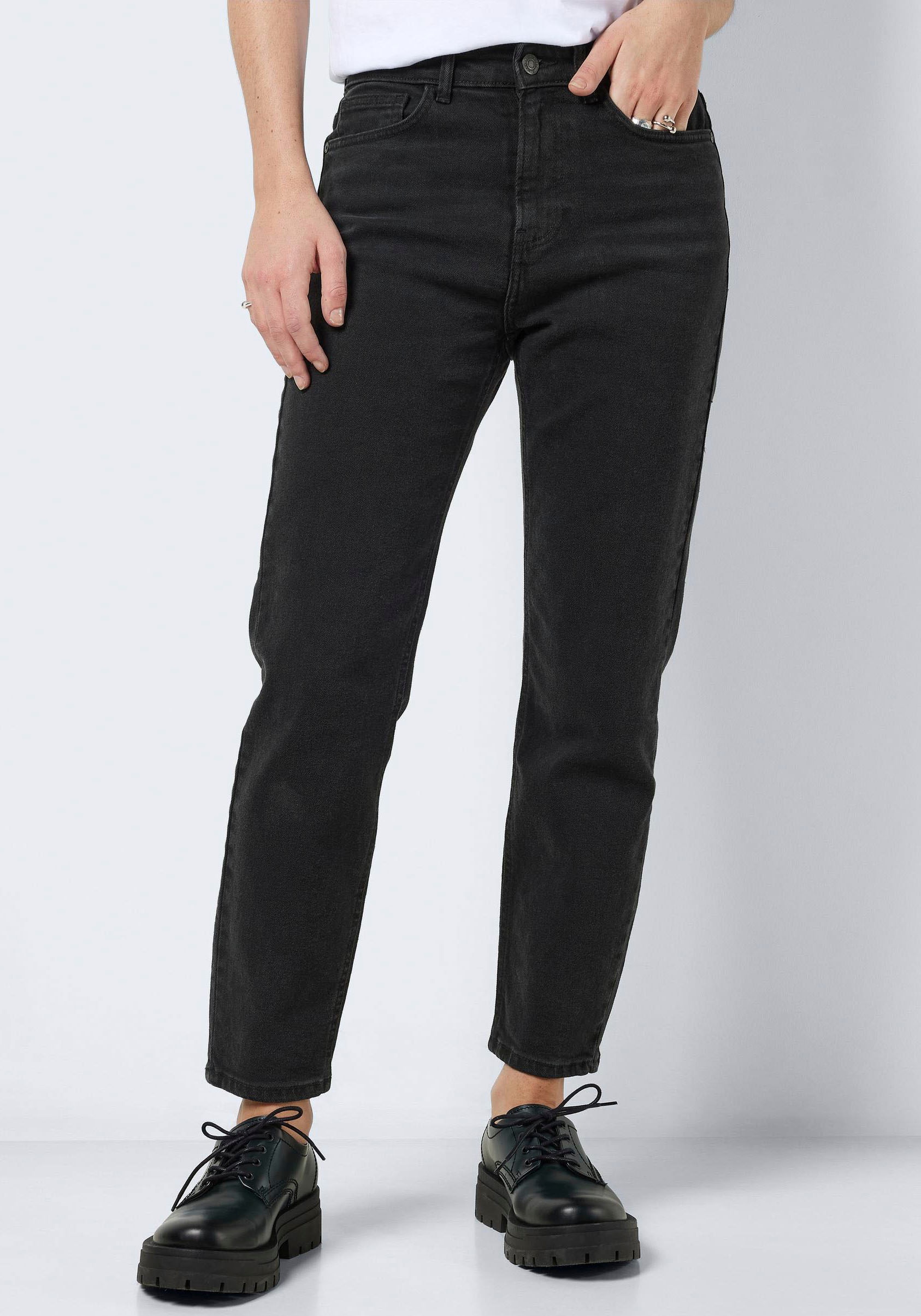 Noisy may Straight-Jeans »NMMONI HW STRAIGHT ANK BLACK JEANS NOOS«, mit offenem Saum von Noisy May