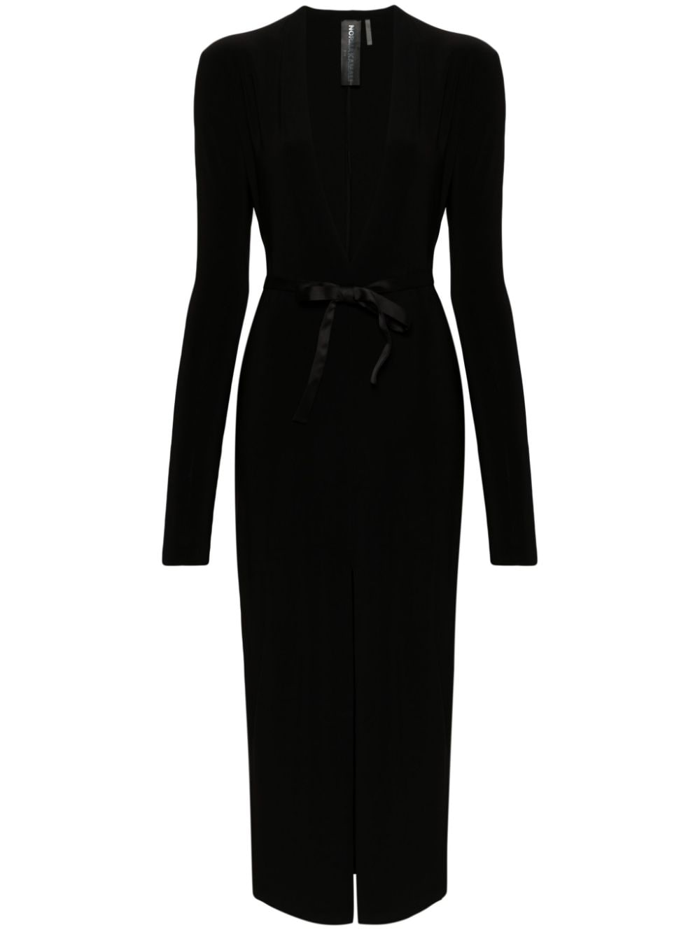 Norma Kamali V-neck belted maxi dress - Black von Norma Kamali