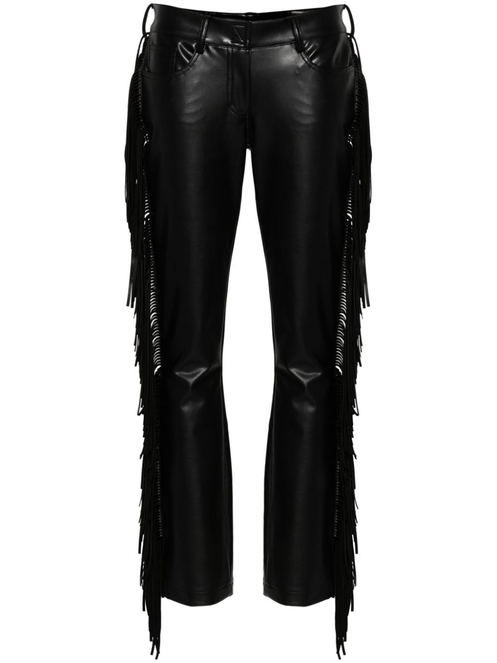 Norma Kamali fringe-detail straight trousers - Black von Norma Kamali