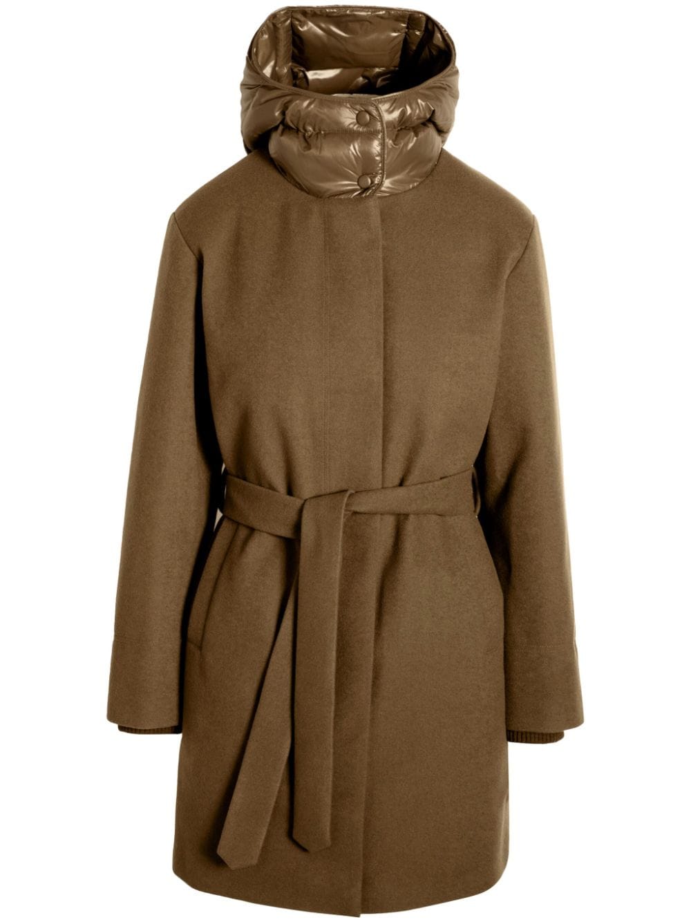 Norwegian Wool belted padded parka - Brown