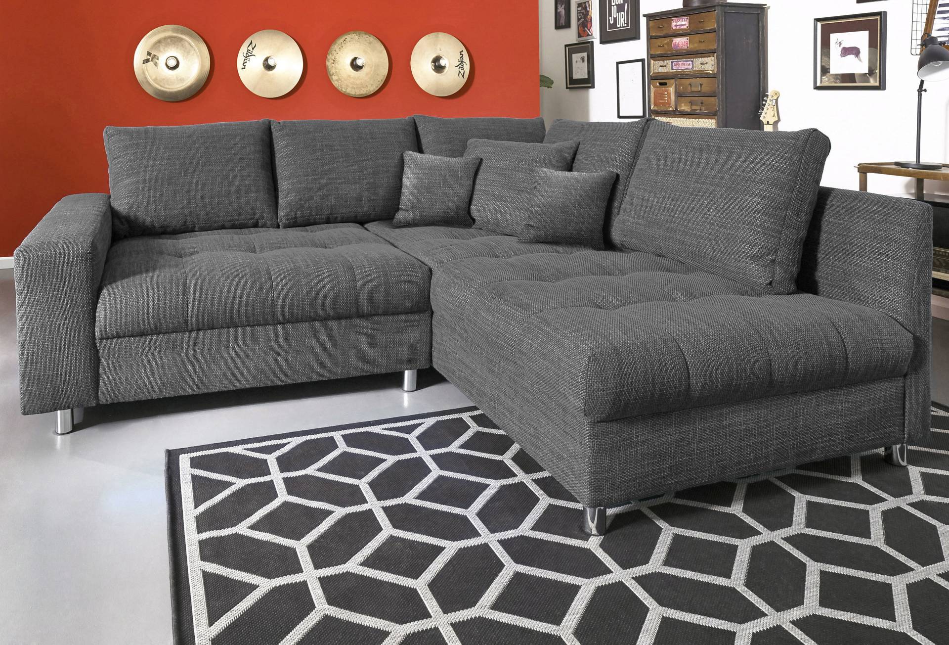 Mr. Couch Ecksofa »Tobi L-Form«, wahlweise mit Kaltschaum (140kg Belastung/Sitz), RGB-LED-Beleuchtung von Mr. Couch