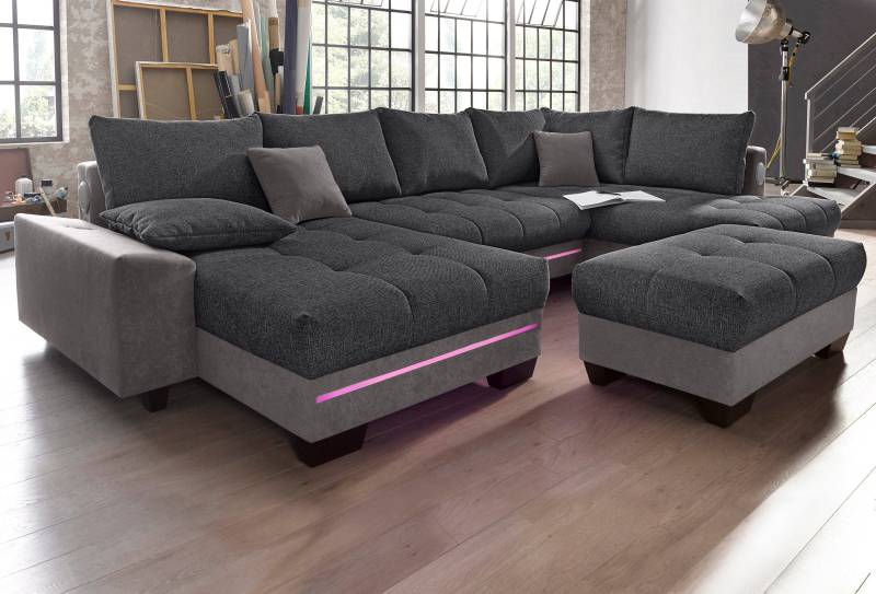 Mr. Couch Wohnlandschaft »Nikita U-Form«, wahlweise mit Kaltschaum (140kg Belastung/Sitz) und Bluetooth-Sound von Mr. Couch