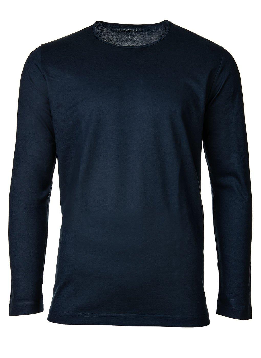 Longsleeve Bequem Sitzend Herren Blau L von Novila