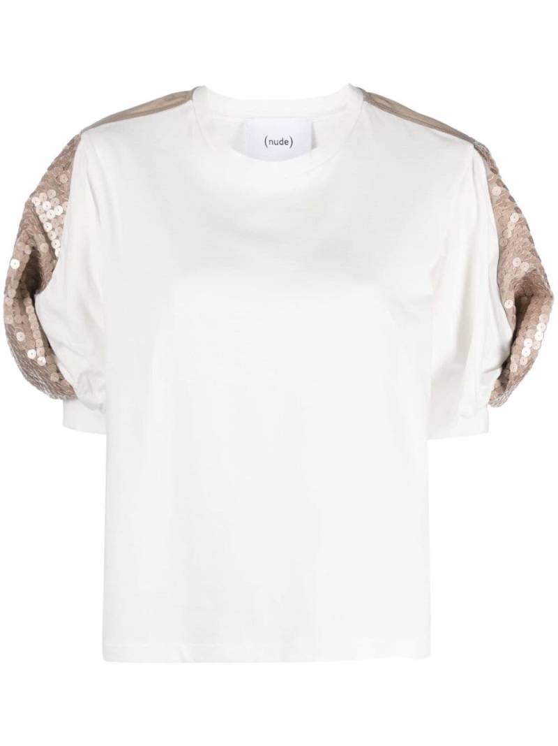 Nude puff-sleeves sequin-embellished T-shirt - White von Nude