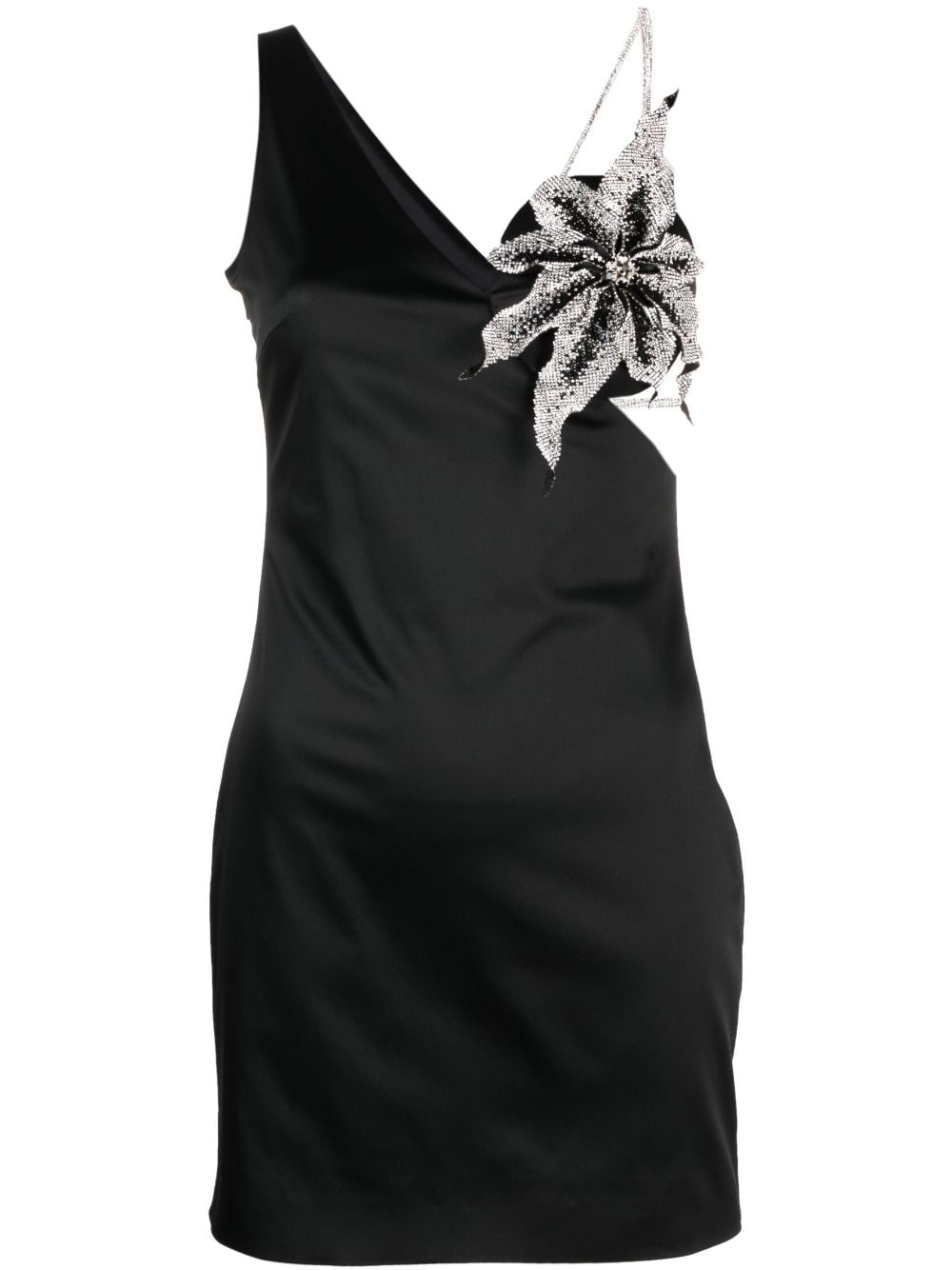 Nuè Orchid asymmetric-shoulder minidress - Black von Nuè