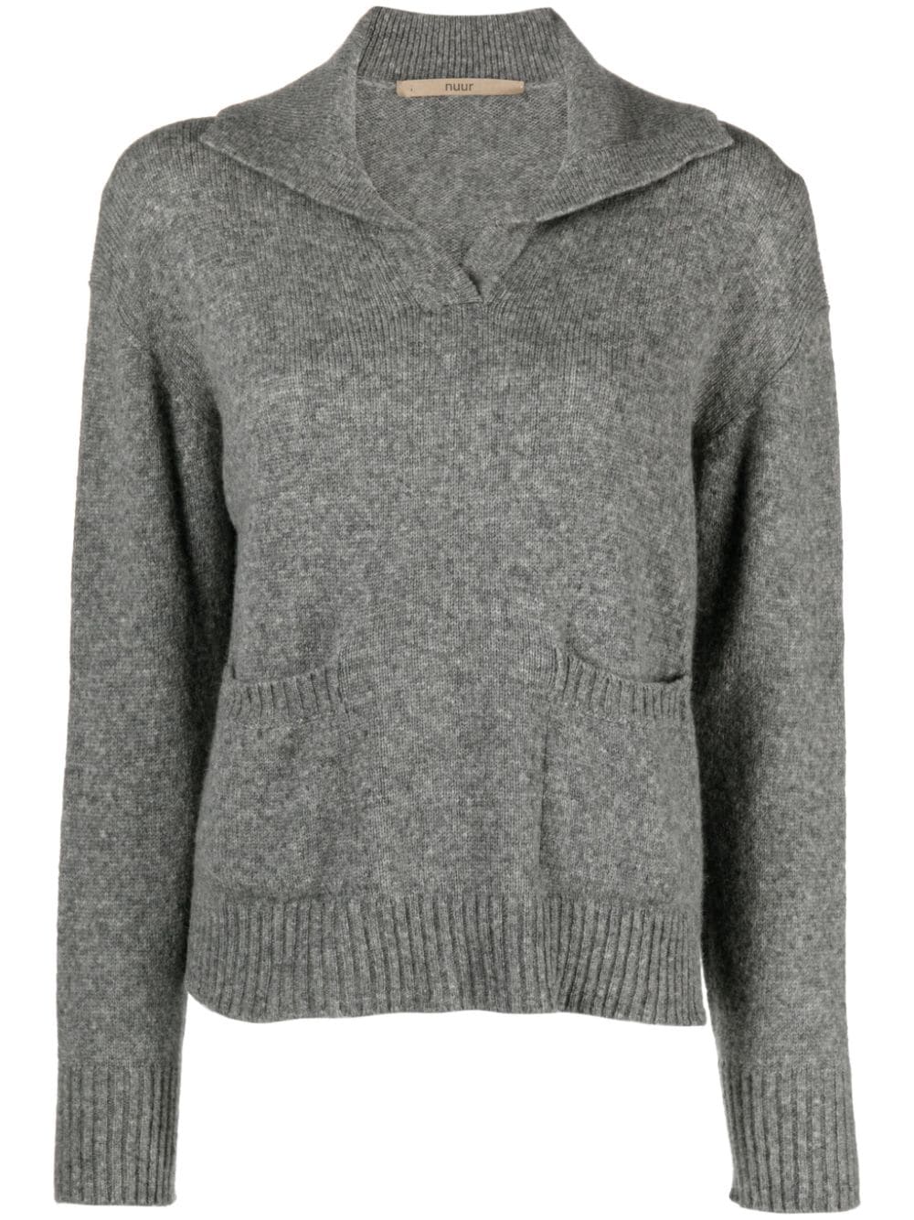Nuur V-neck fine-knit jumper - Grey von Nuur