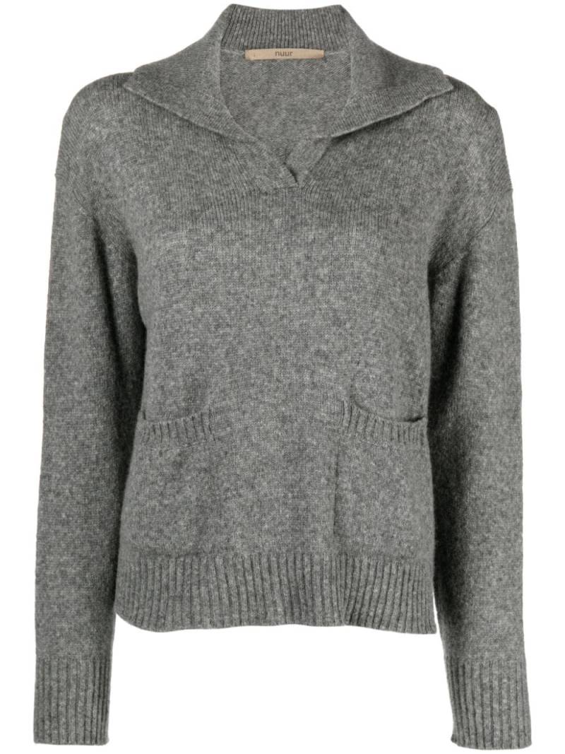Nuur V-neck fine-knit jumper - Grey von Nuur