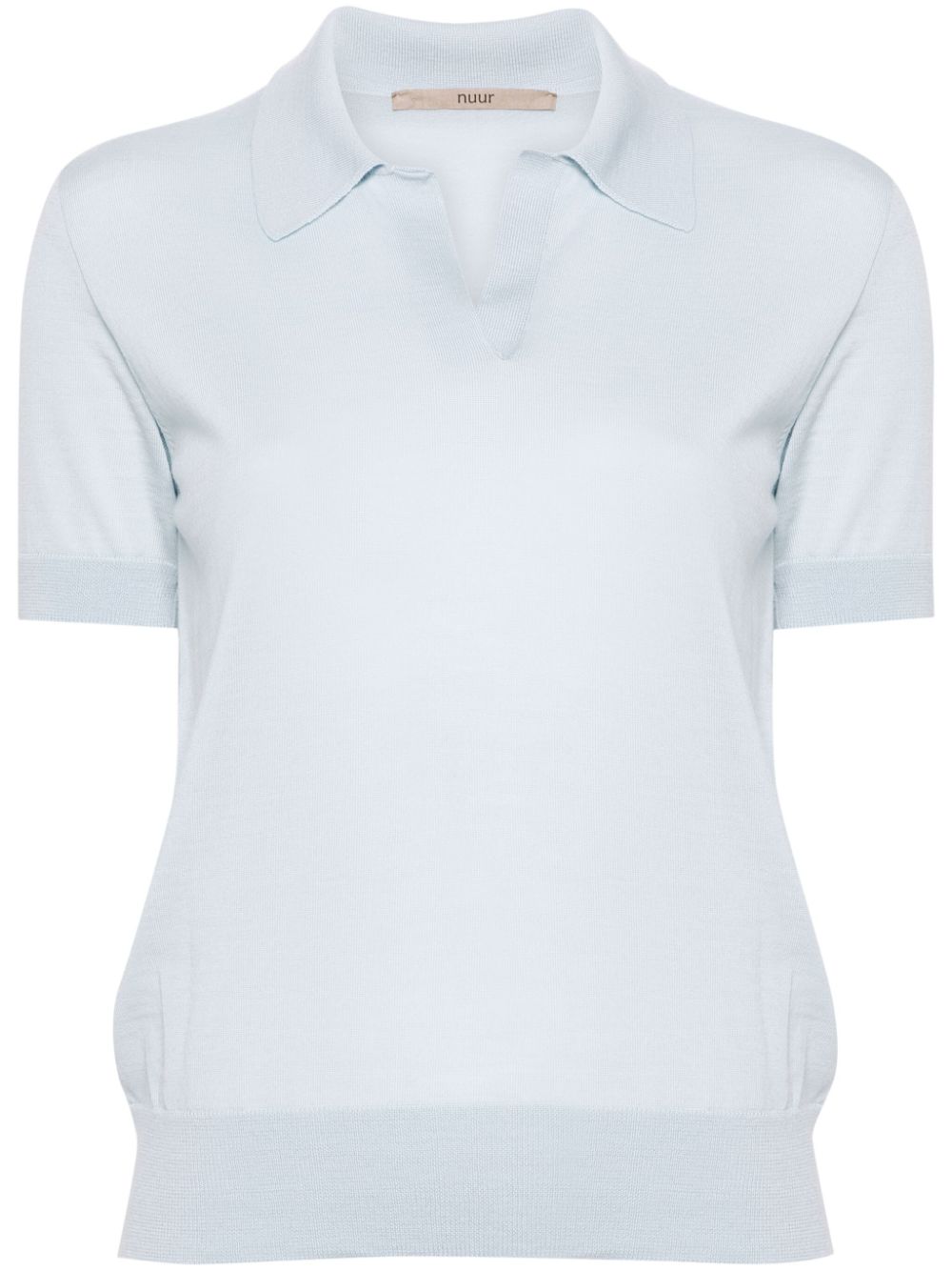 Nuur polo-collar merino-wool T-shirt - Blue