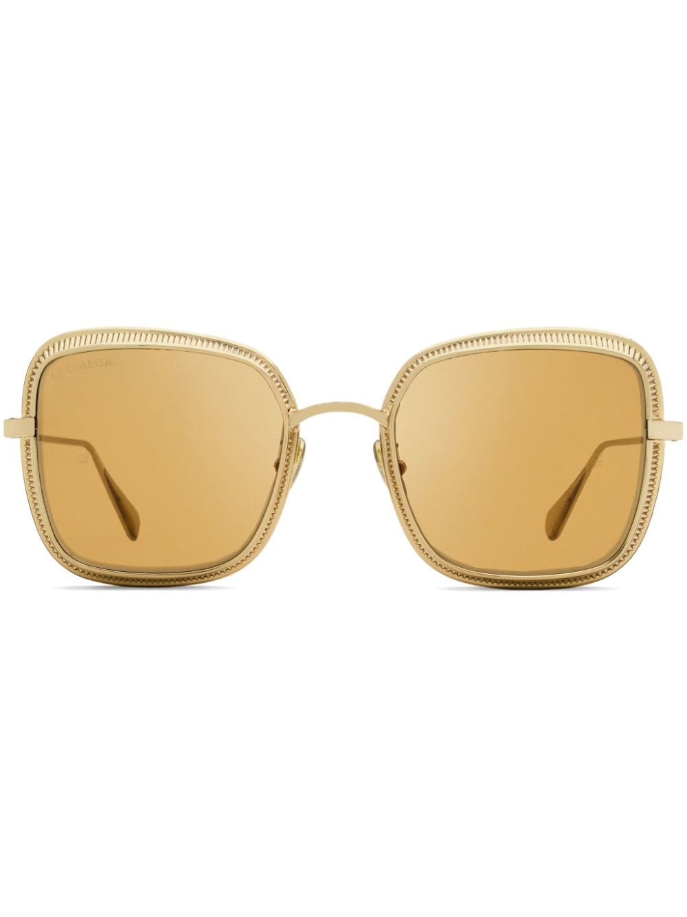 OMEGA EYEWEAR engraved square-frame sunglasses - Gold von OMEGA EYEWEAR