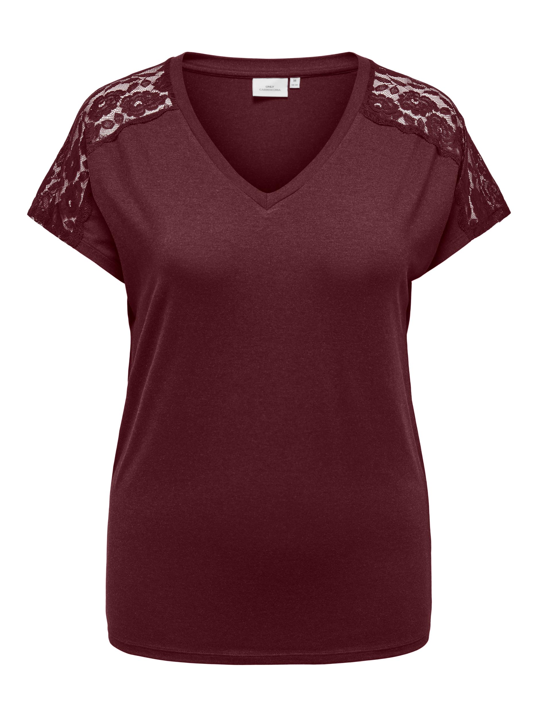 ONLY CARMAKOMA Kurzarmshirt »CARJINNY S/S V-NECK LACE TOP JRS« von ONLY CARMAKOMA