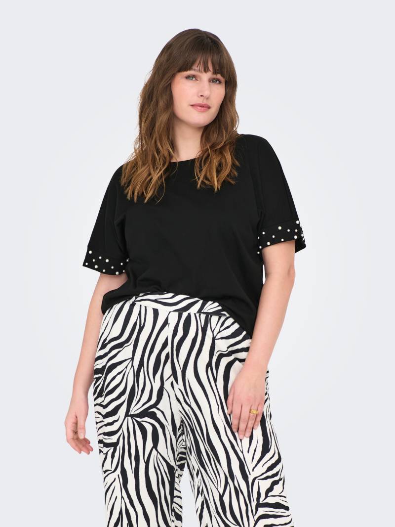 ONLY CARMAKOMA Kurzarmshirt »CAROLIVIA S/S LOOSE O-NECK TOP JRS«, mit Zierperlen von ONLY CARMAKOMA
