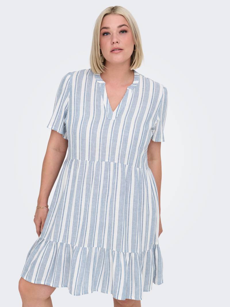 ONLY CARMAKOMA Minikleid »CARTIRI-CARO S/S V-NECK LIN DRESS TLR«, mit Volant im Tunika Style von ONLY CARMAKOMA