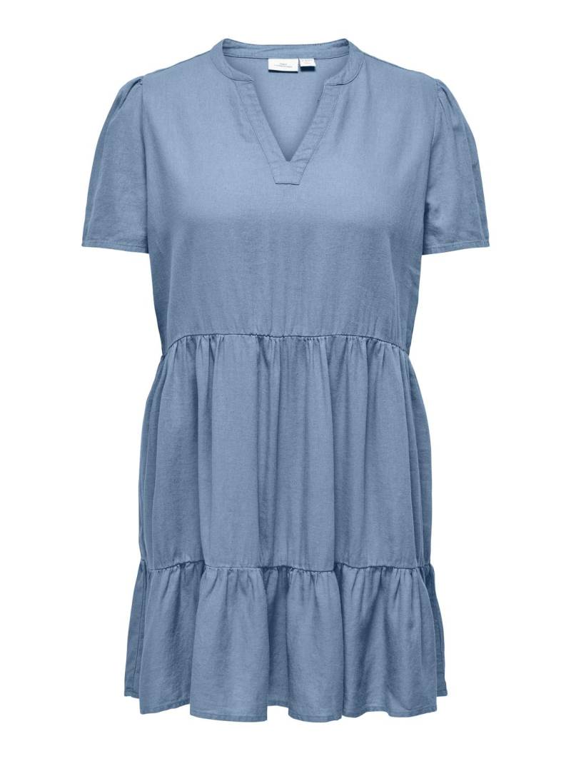 ONLY CARMAKOMA Minikleid »CARTIRI-CARO S/S V-NECK LIN DRESS TLR«, mit Volant im Tunika Style von ONLY CARMAKOMA