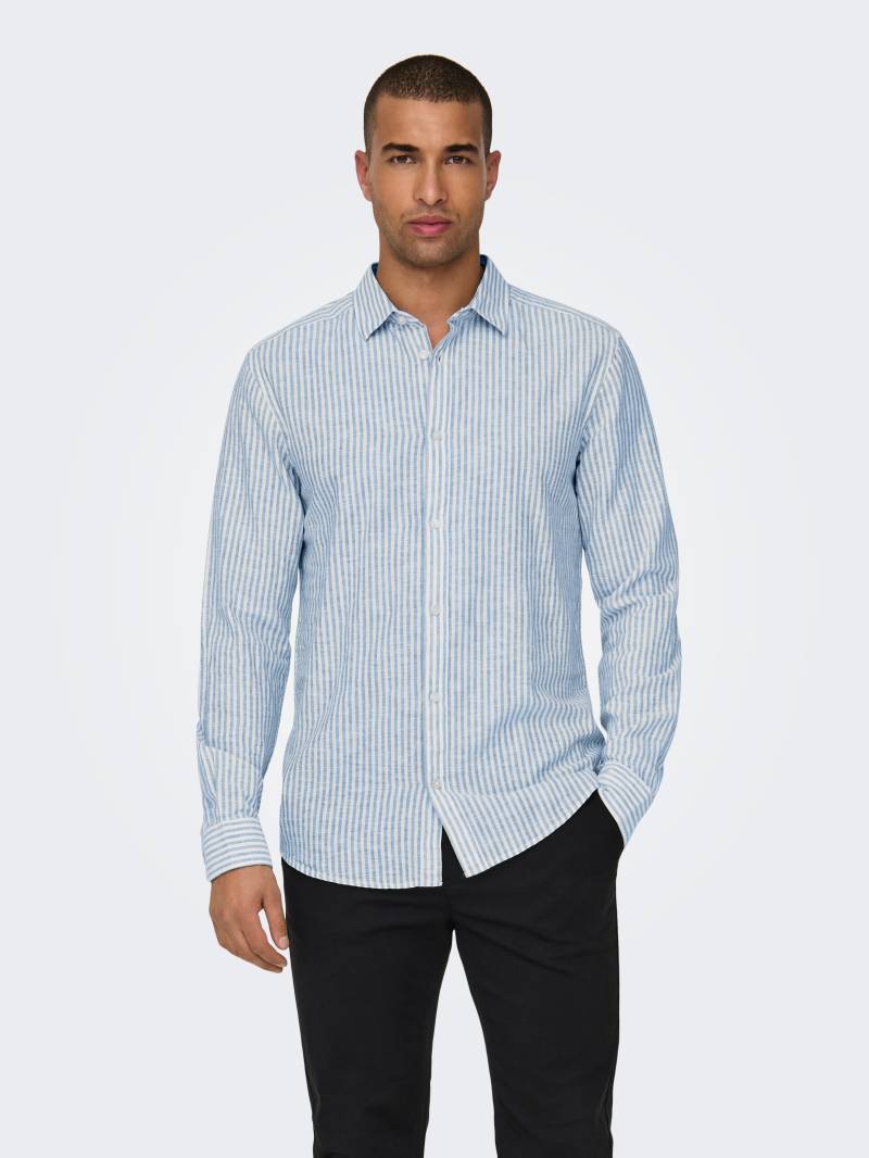 ONLY & SONS Kurzarmhemd »ONSCAIDEN LS STRIPE LINEN SHIRT 660 NOOS« von ONLY & SONS