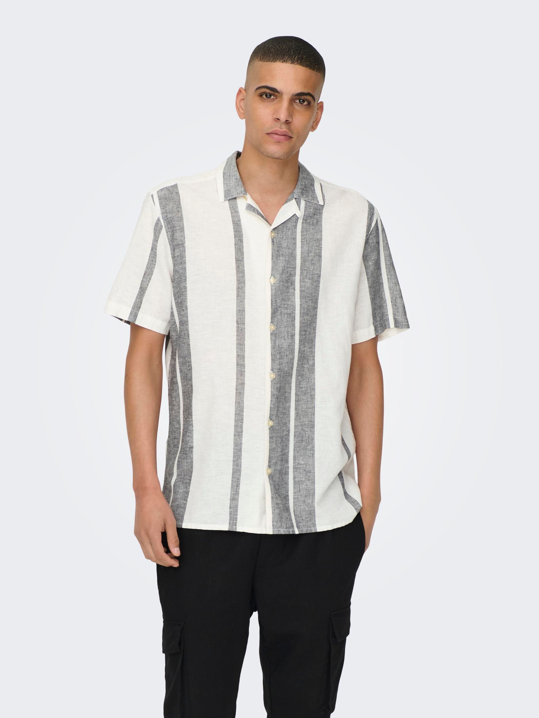 ONLY & SONS Kurzarmhemd »ONSCAIDEN SS STRIPE LINEN RESORT NOOS« von ONLY & SONS