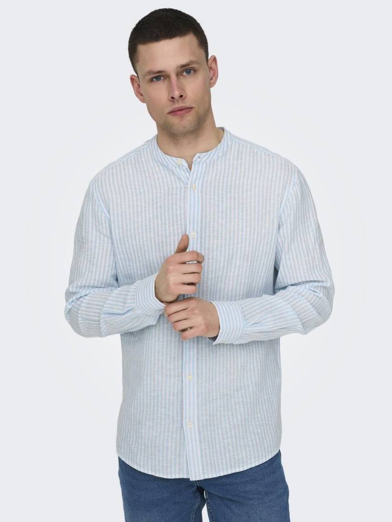 ONLY & SONS Langarmhemd »ONSCAIDEN LS MAO STRIPE LINEN SHIRT NOOS« von ONLY & SONS