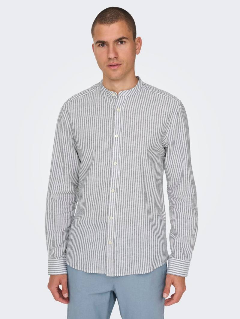 ONLY & SONS Langarmhemd »ONSCAIDEN LS MAO STRIPE LINEN SHIRT NOOS« von ONLY & SONS