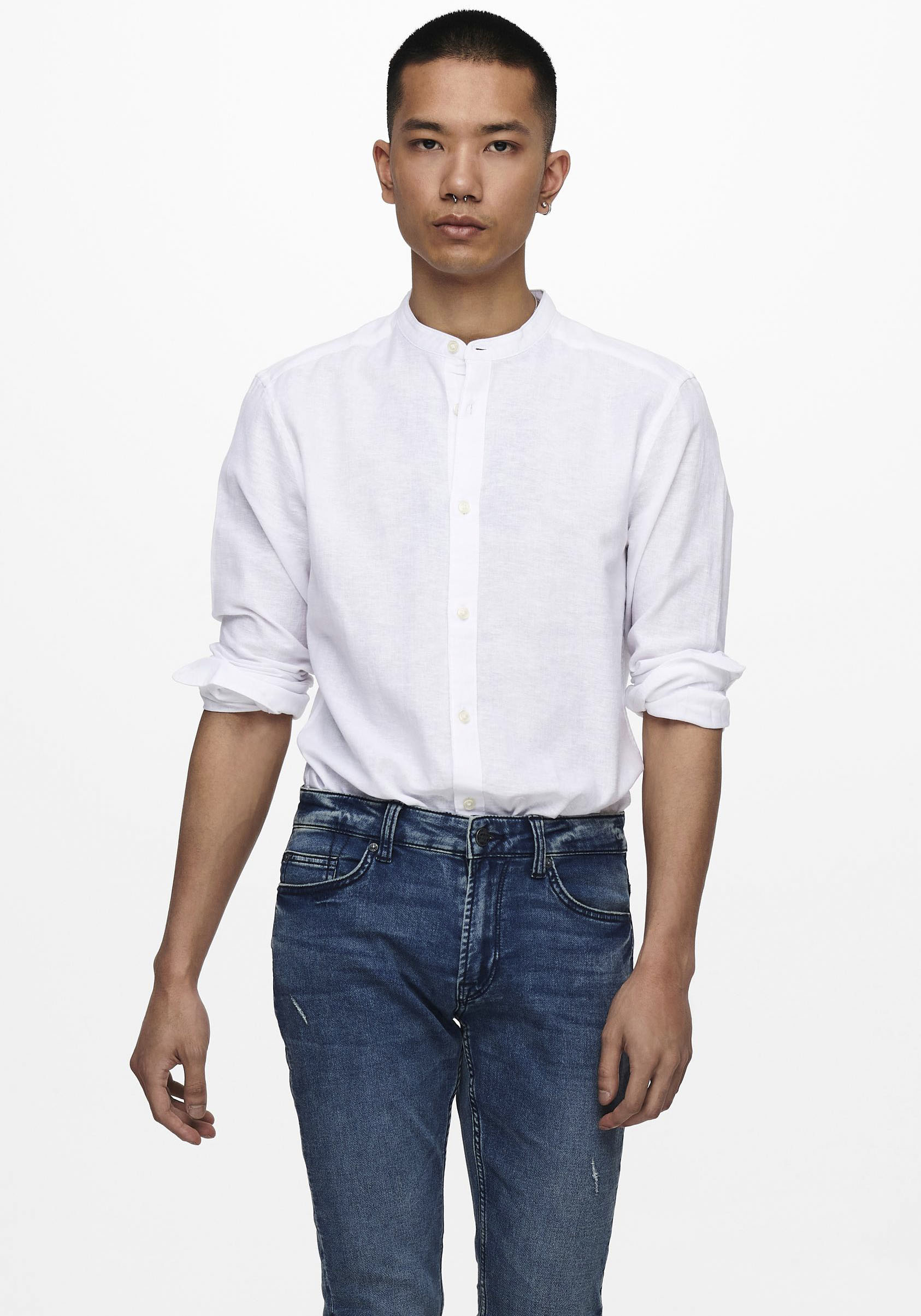 ONLY & SONS Langarmhemd »ONSCAIDEN LS SOLID LINEN MAO SHIRT NOOS« von ONLY & SONS