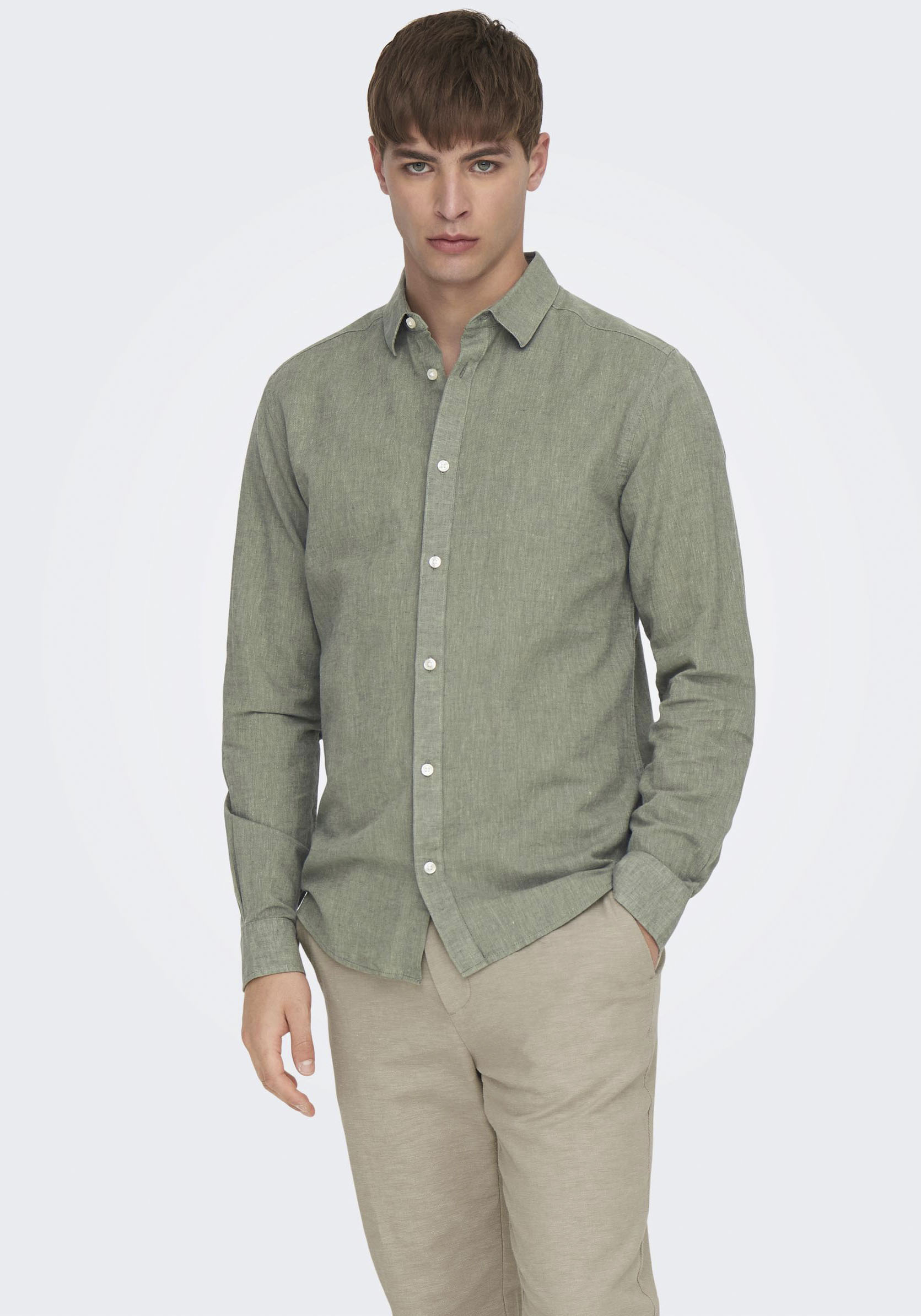 ONLY & SONS Langarmhemd »ONSCAIDEN LS SOLID LINEN SHIRT NOOS« von ONLY & SONS