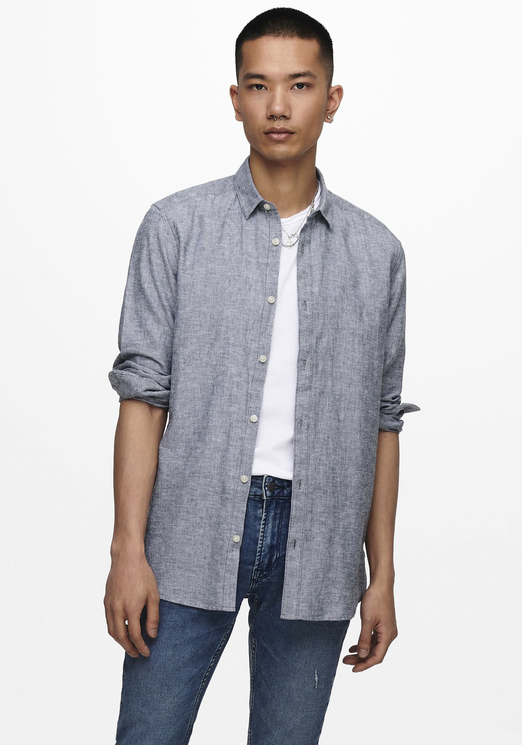 ONLY & SONS Langarmhemd »ONSCAIDEN LS SOLID LINEN SHIRT NOOS« von ONLY & SONS