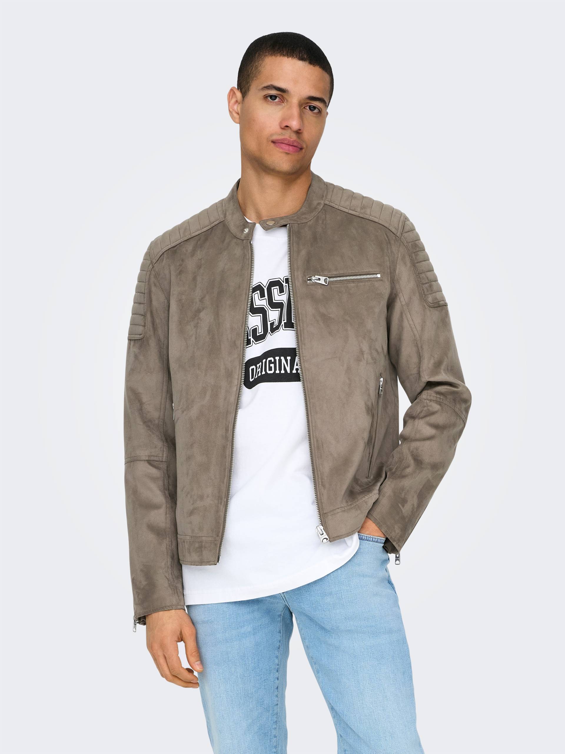 ONLY & SONS Lederimitatjacke »ONSGUS FAUX SUEDE RACER JACKET OTW NOOS«, ohne Kapuze von ONLY & SONS