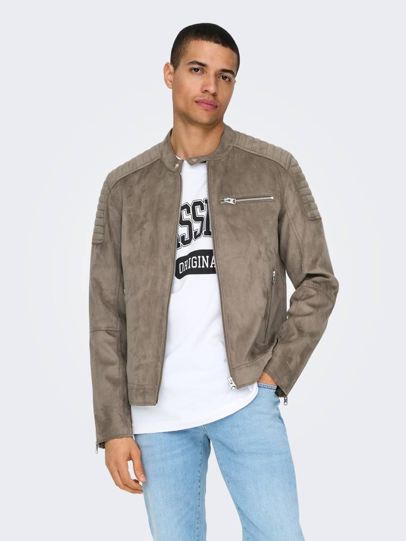 ONLY & SONS Lederimitatjacke »ONSGUS FAUX SUEDE RACER JACKET OTW NOOS«, ohne Kapuze von ONLY & SONS