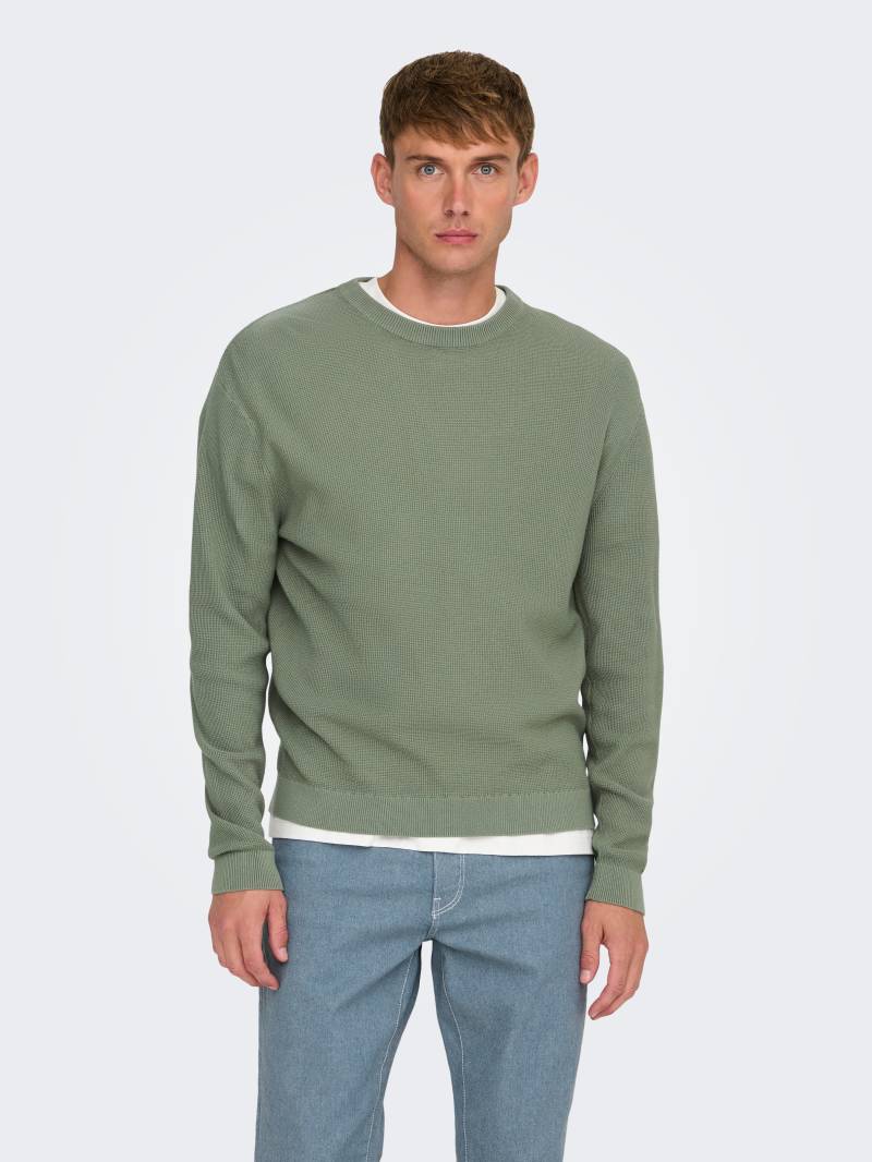 ONLY & SONS Rundhalspullover »ONSTONY DS 12 LS WAFFLE CREW KNIT« von ONLY & SONS
