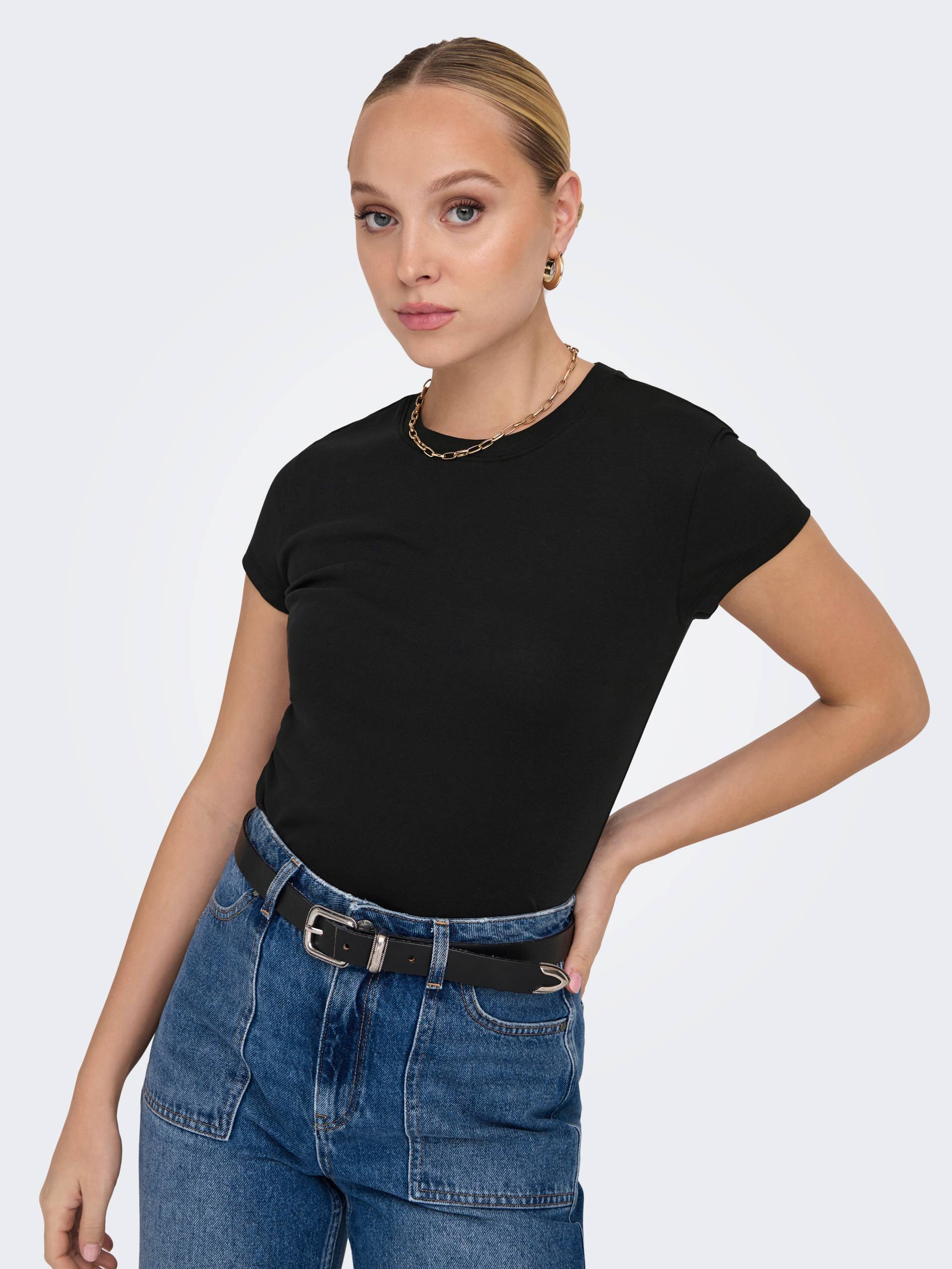 ONLY Kurzarmshirt »ONLELINA S/S O-NECK SHORT TOP JRS NOOS« von ONLY