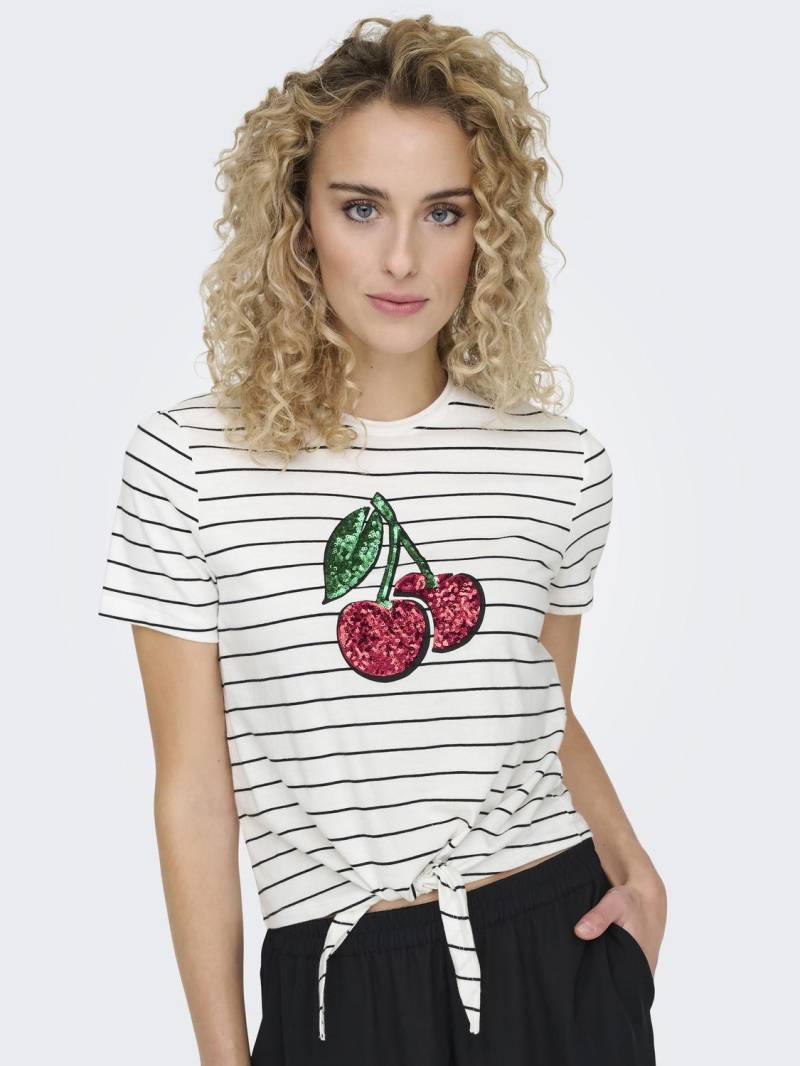 ONLY Kurzarmshirt »ONLKITA LIFE S/S FRUIT KNOT TOP BOX JRS« von ONLY
