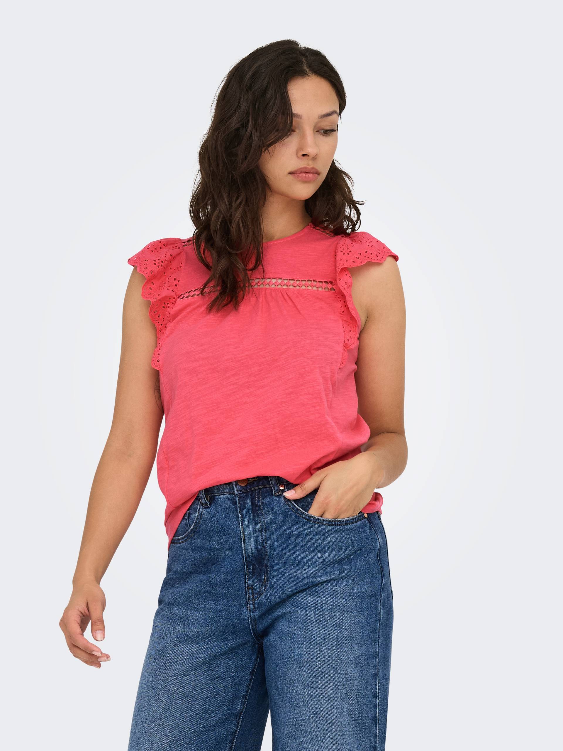 ONLY Kurzarmshirt »ONLLEA S/L FRILL MIX TOP JRS« von ONLY