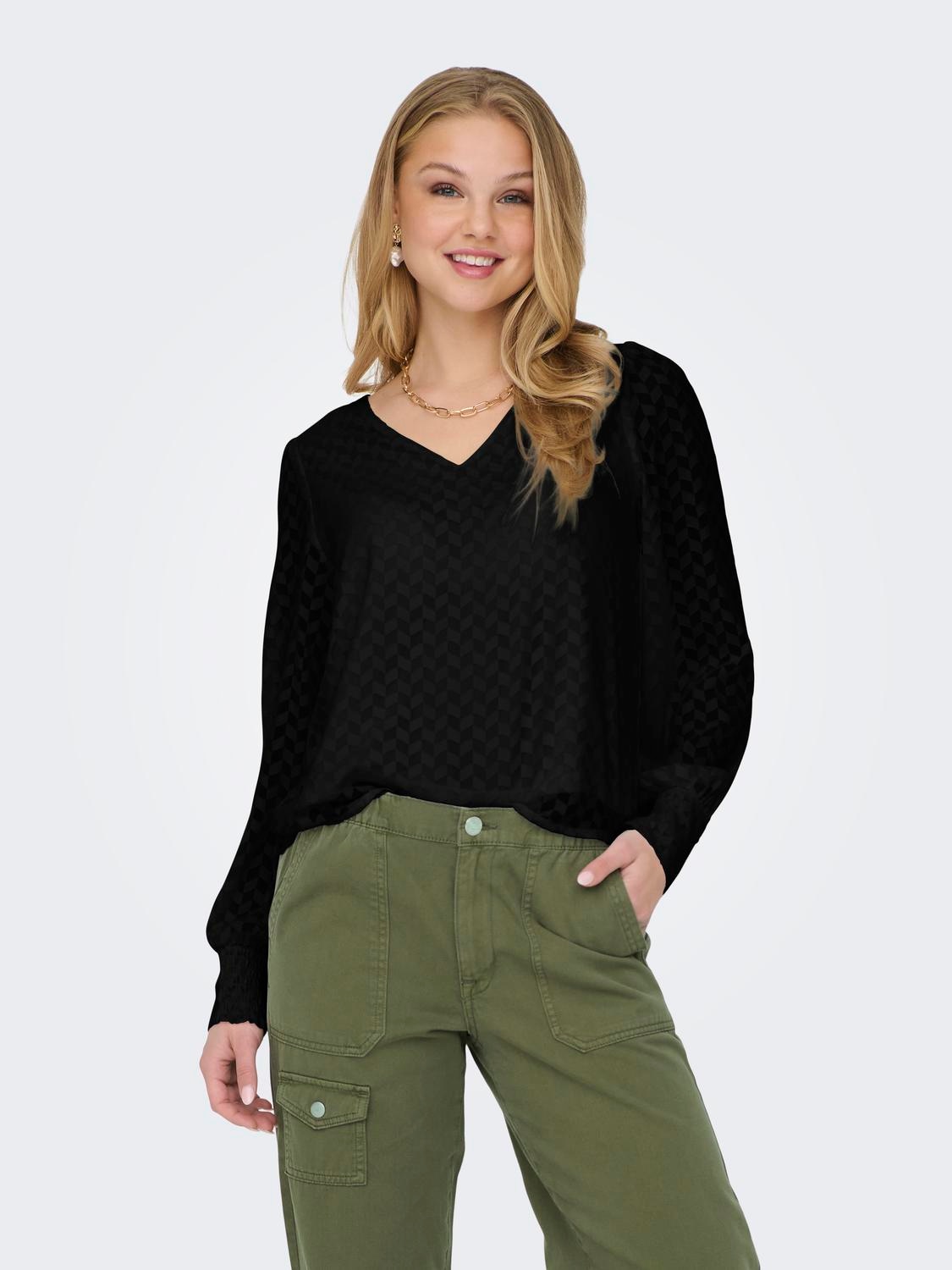 ONLY Langarmshirt »ONLEMMERY LS V-NECK TOP WVN« von ONLY