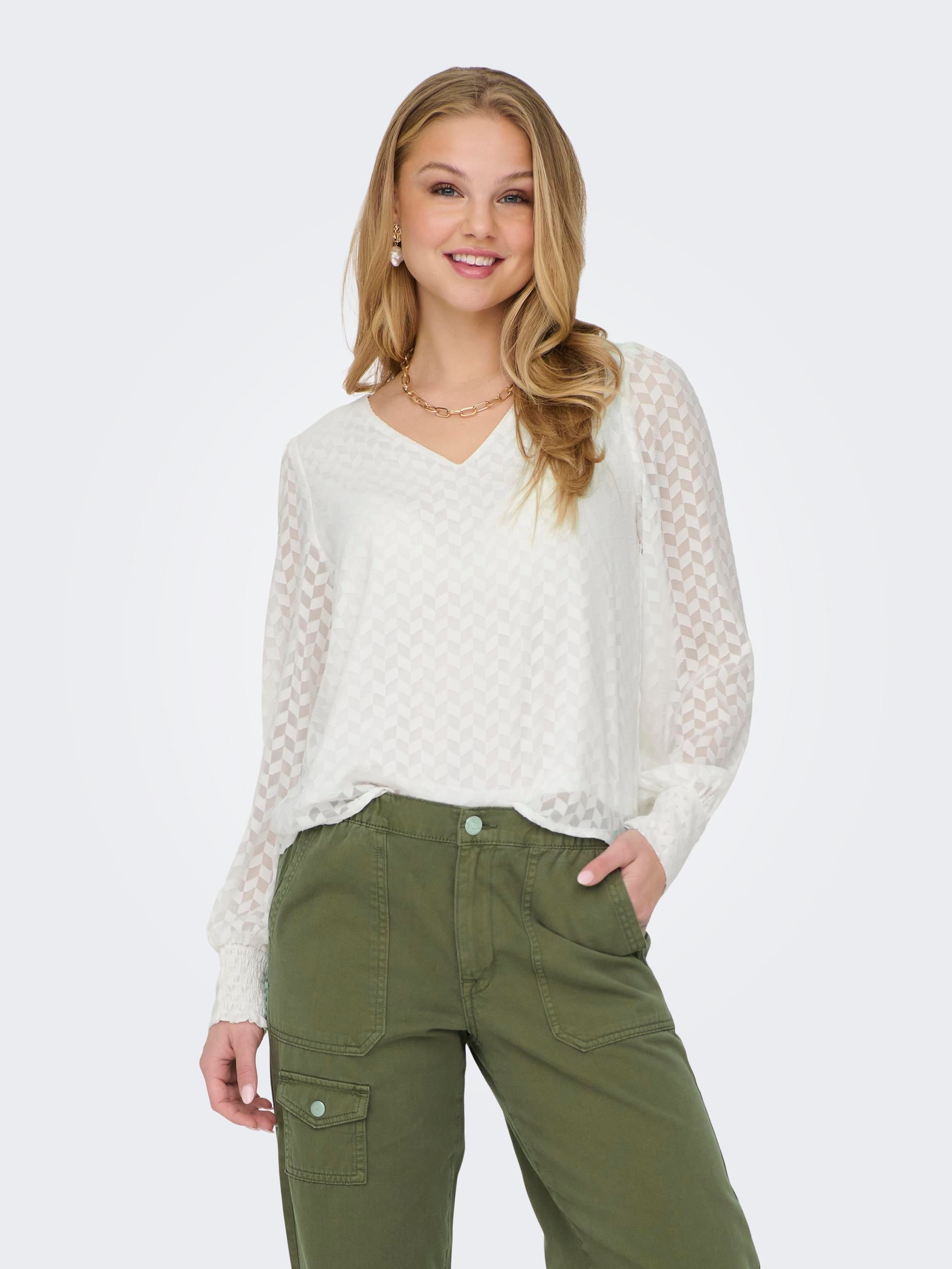 ONLY Langarmshirt »ONLEMMERY LS V-NECK TOP WVN« von ONLY