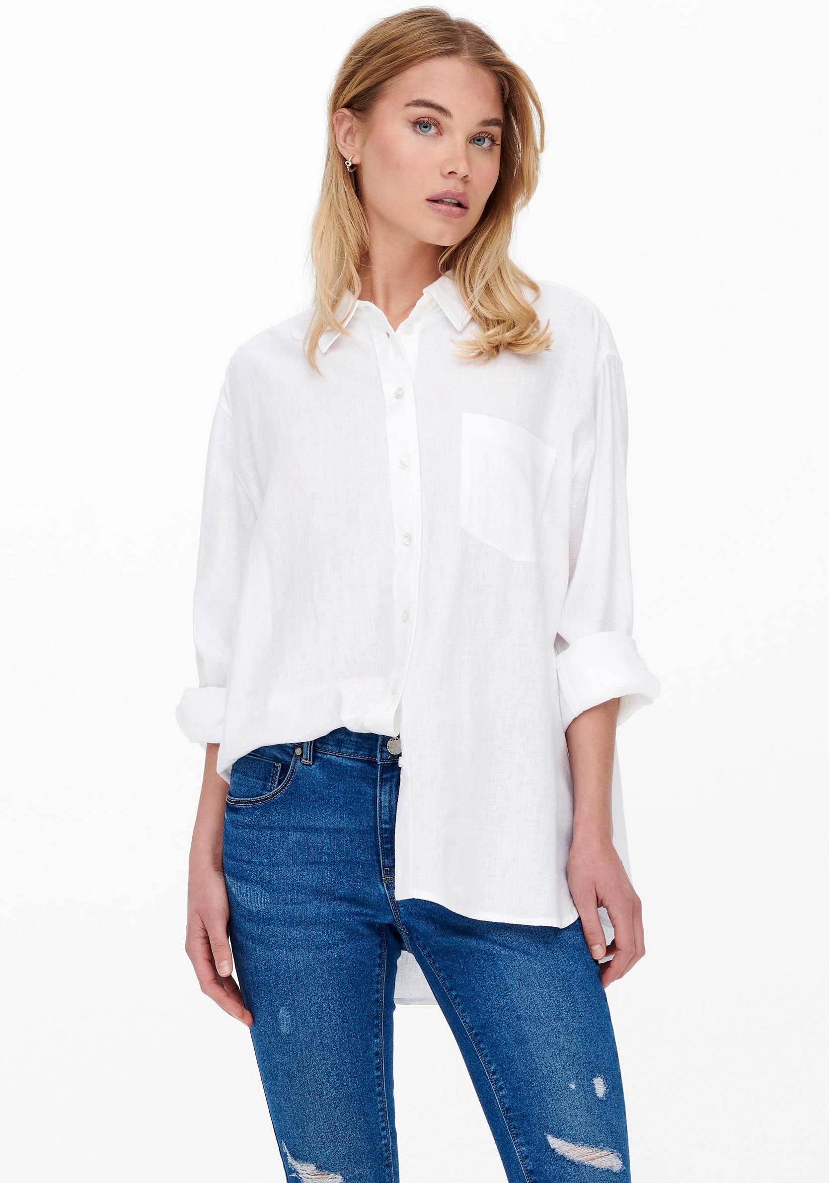 ONLY Longbluse »ONLTOKYO L/S LINEN BLEND SHIRT« von ONLY